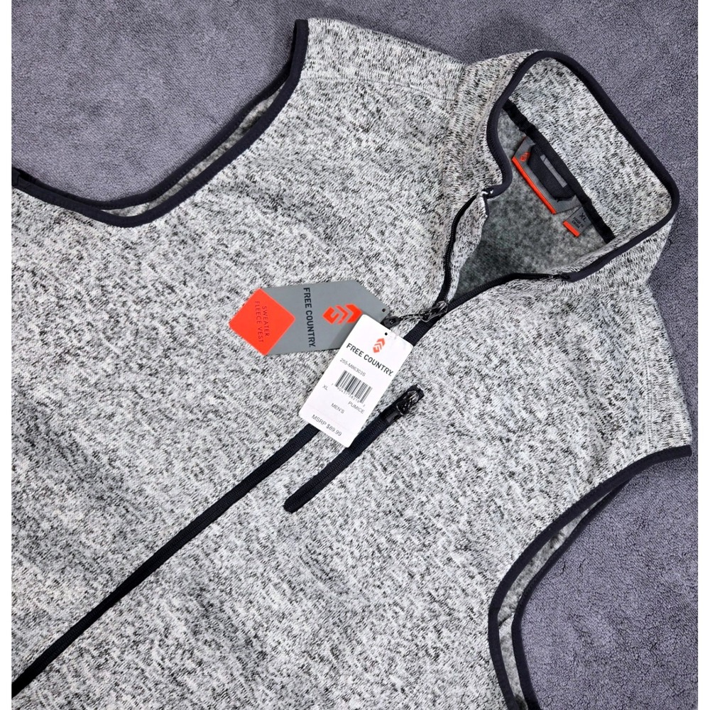Free Country Sweater Fleece Vest Mens XL Pumice Grey NWT New With Imperfection